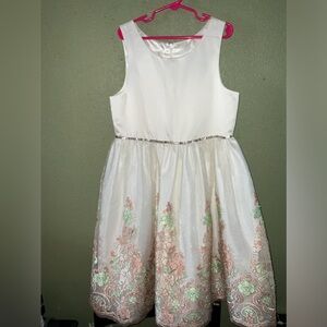American Princess, size 10 little girl’s off white and peach dress